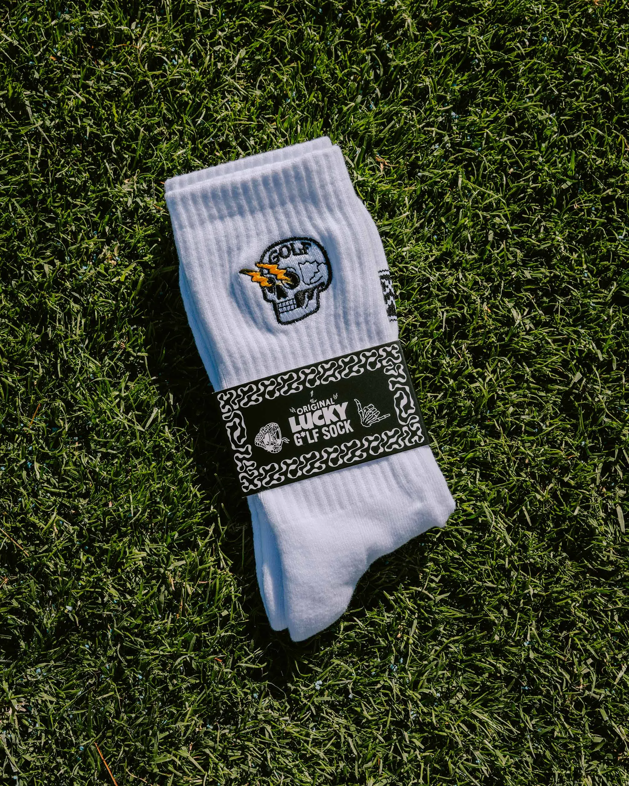 Shocker Skull Crew Sock - White