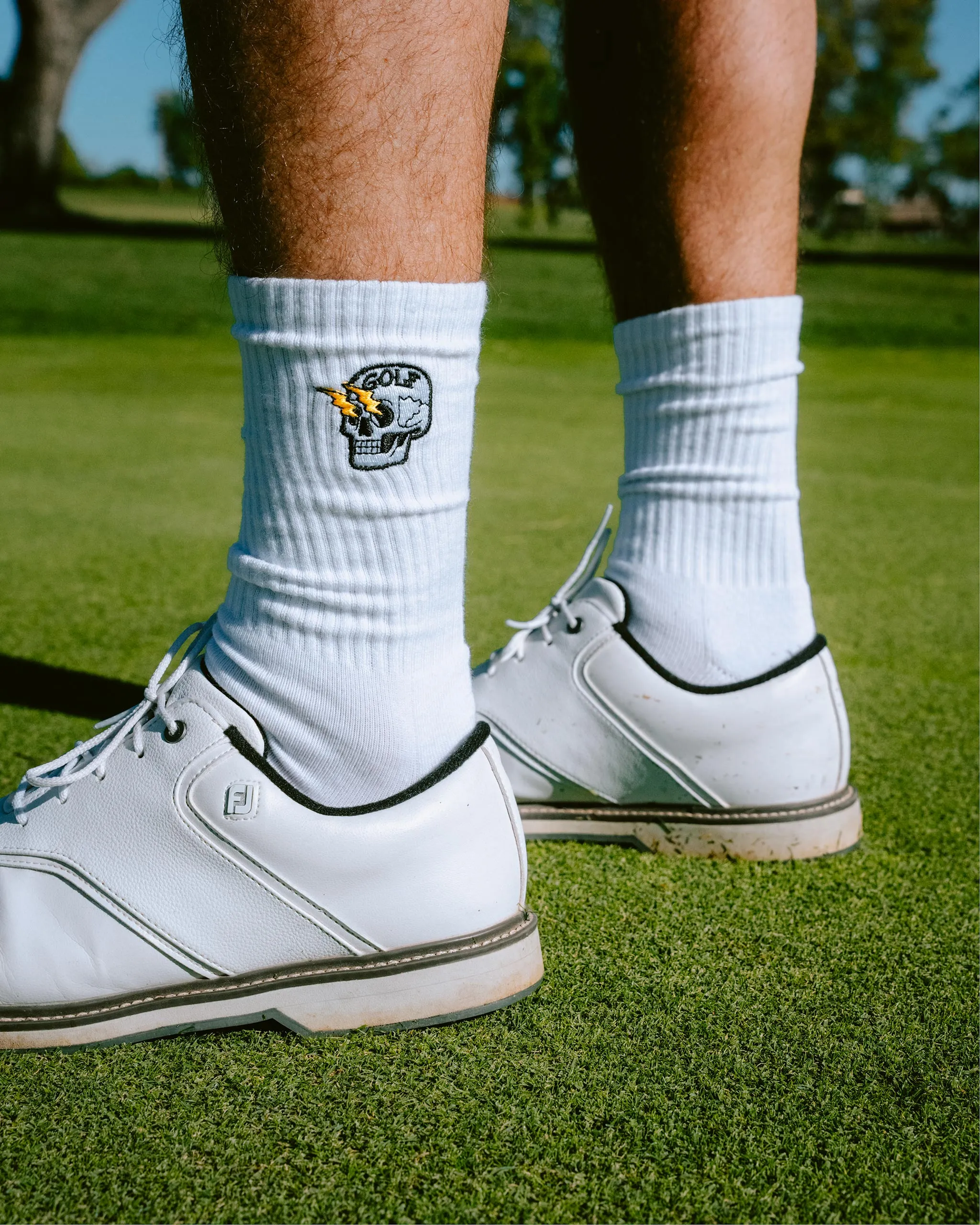 Shocker Skull Crew Sock - White