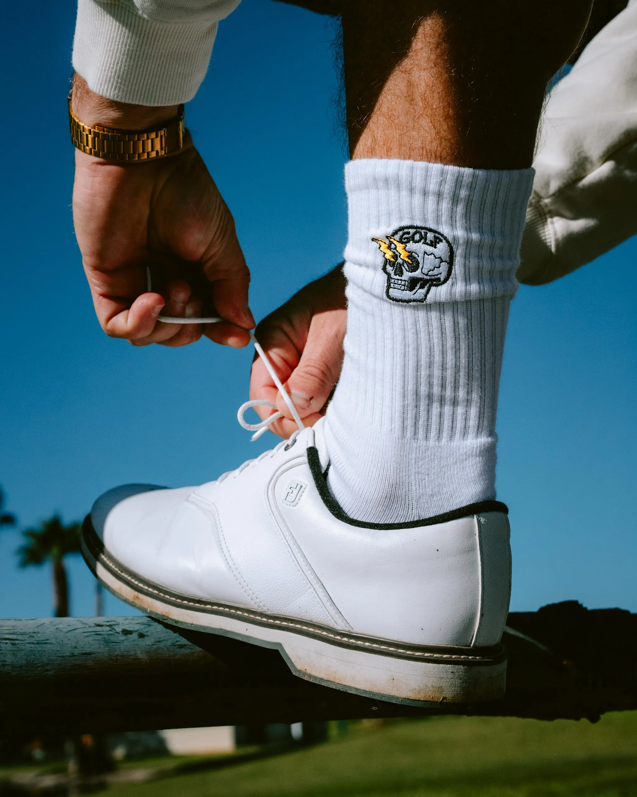 Shocker Skull Crew Sock - White